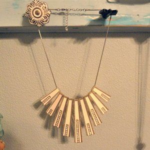 Statement Sunburst Necklace, White/Cream and Gold